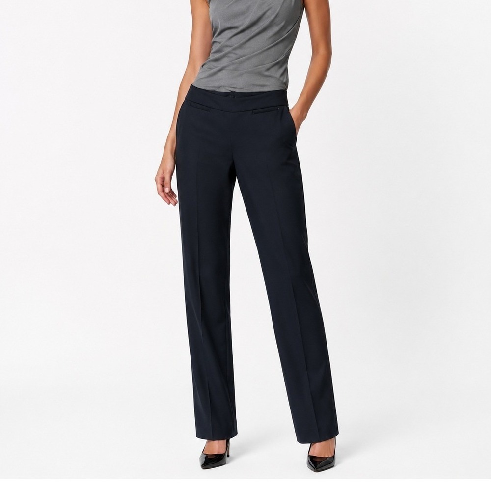 White House Black Market Perfect Form Slim Leg Pants Black Side Zip Petite 6S